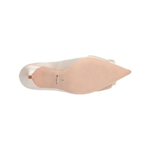 BADGLEY MISCHKA Womens Ivory Padded Devi Stiletto Slip On Leather Dress Pumps 7 - Picture 4 of 5